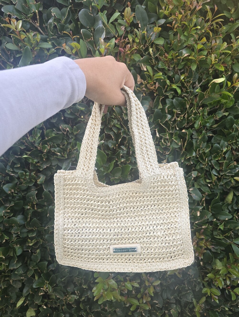 Madden Girl Cream Crochet Tote with Cherry Embroidery - Picture 13 of 13